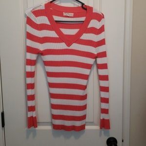 Beautiful coral and white sweater